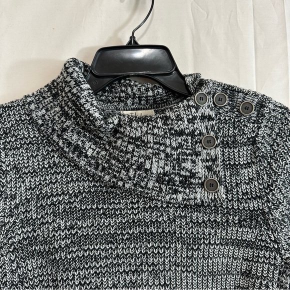 Style & Co Womens Cowl Neck with Buttons Curved Hem Sweater Black Grey Petite S - Picture 10 of 11